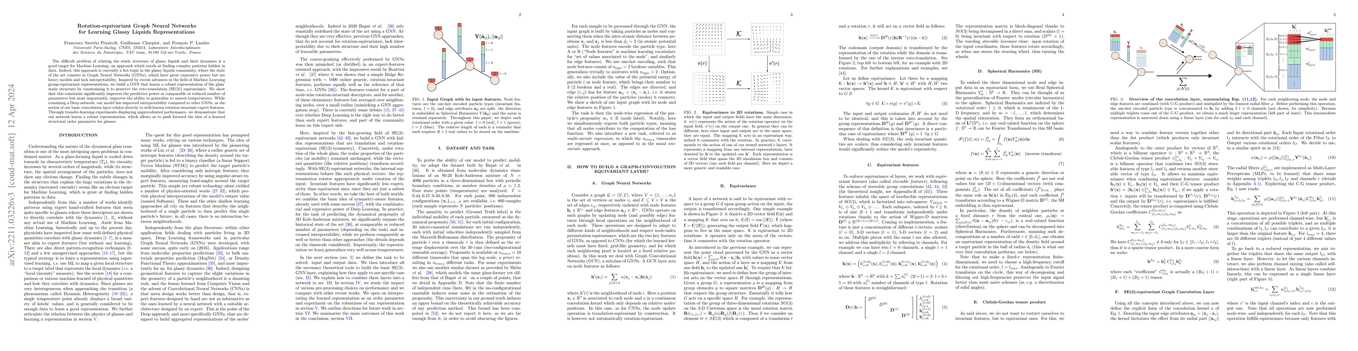 Thumbnail for Rotation-equivariant Graph Neural Networks for Learning Glassy Liquids
  Representations