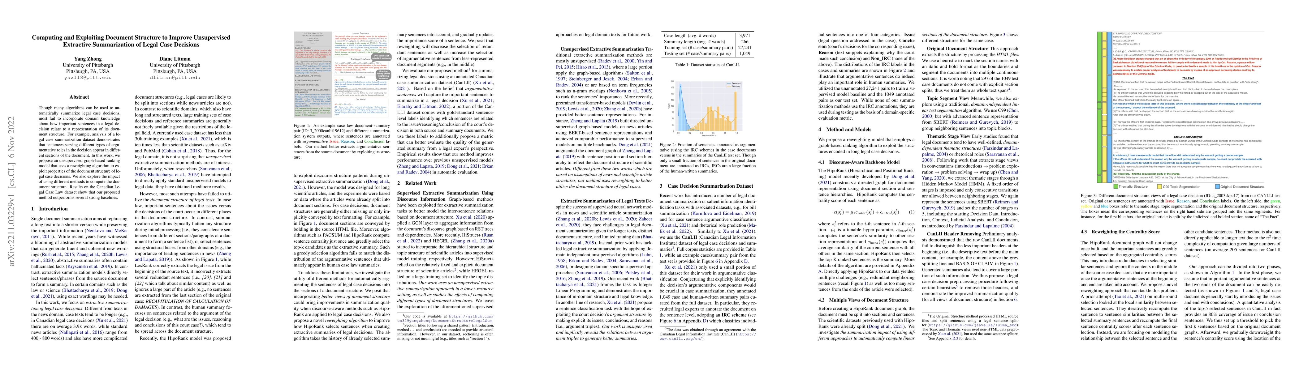 Thumbnail for Computing and Exploiting Document Structure to Improve Unsupervised
  Extractive Summarization of Legal Case Decisions