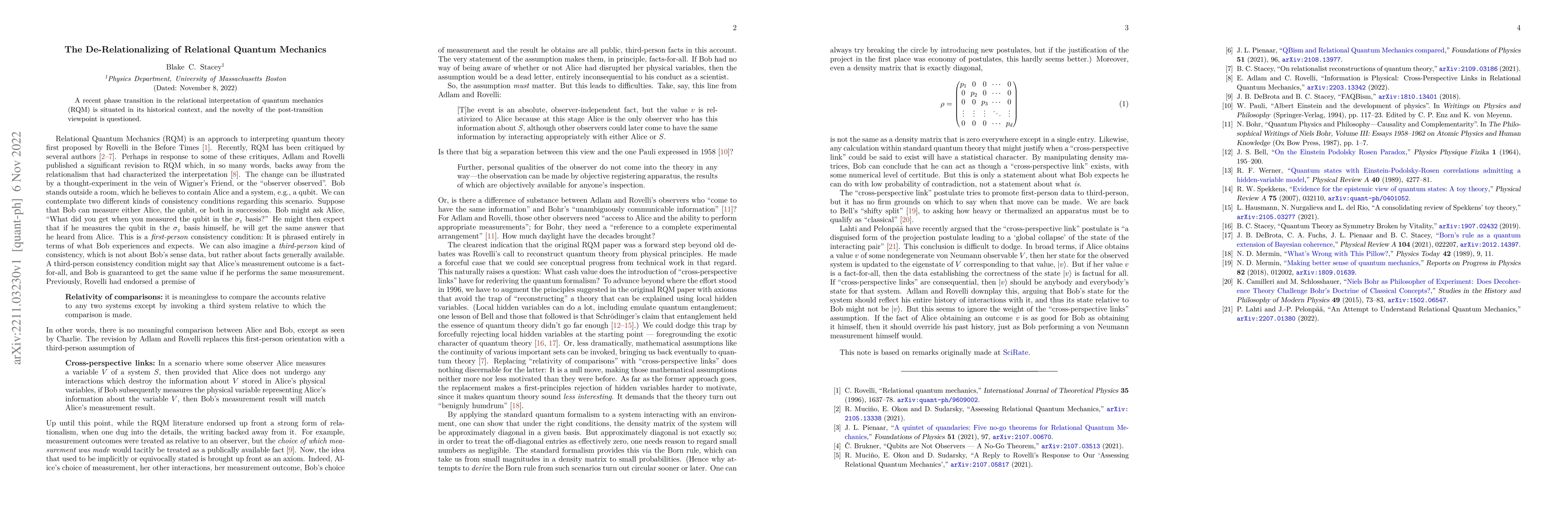 Thumbnail for The De-Relationalizing of Relational Quantum Mechanics