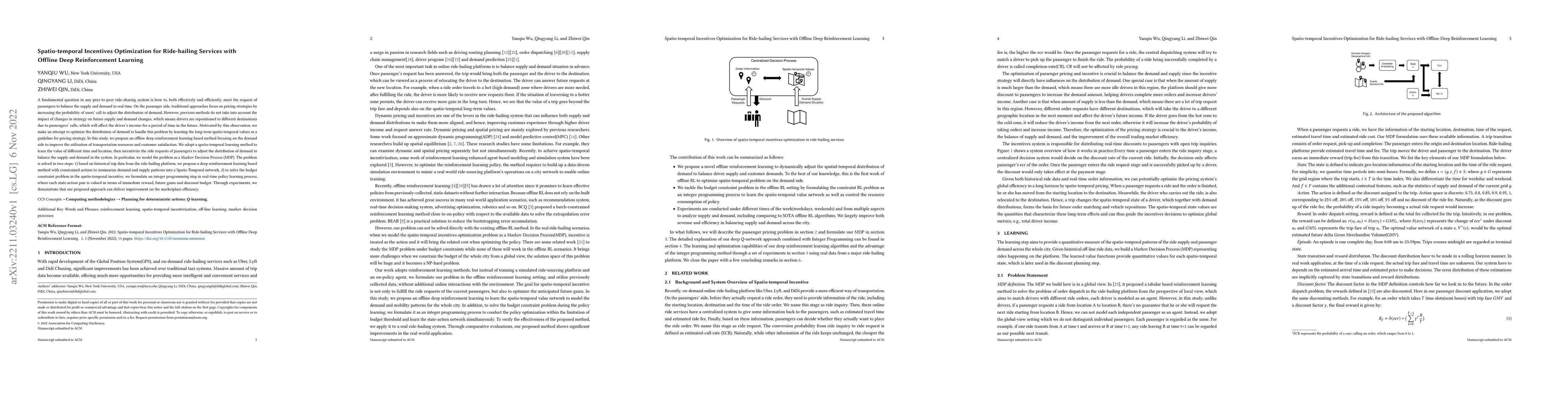 Thumbnail for Spatio-temporal Incentives Optimization for Ride-hailing Services with
  Offline Deep Reinforcement Learning