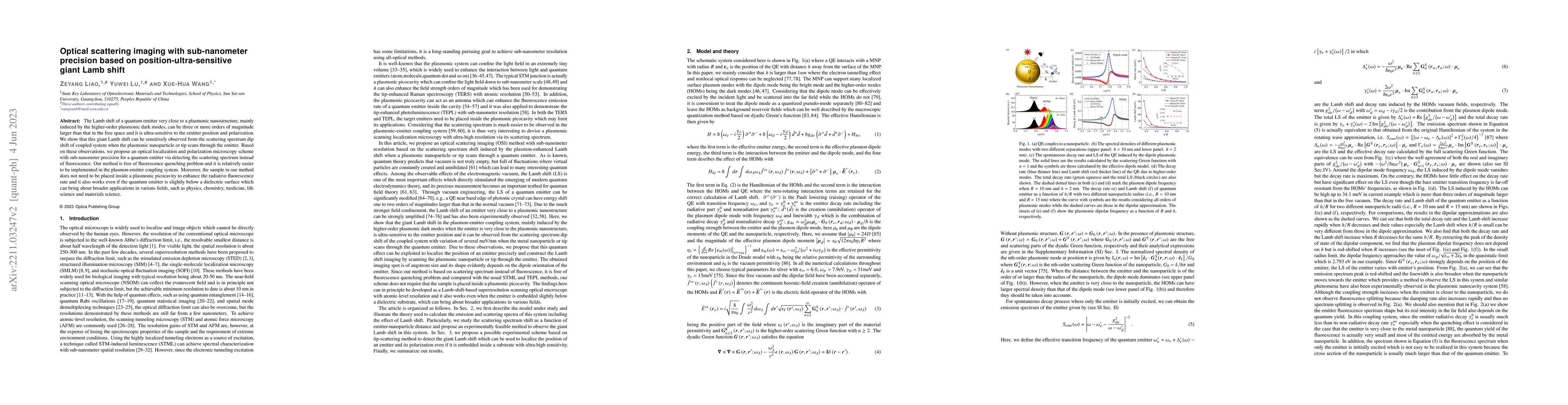 Thumbnail for Optical scattering imaging with sub-nanometer precision based on
  position-ultra-sensitive giant Lamb shift