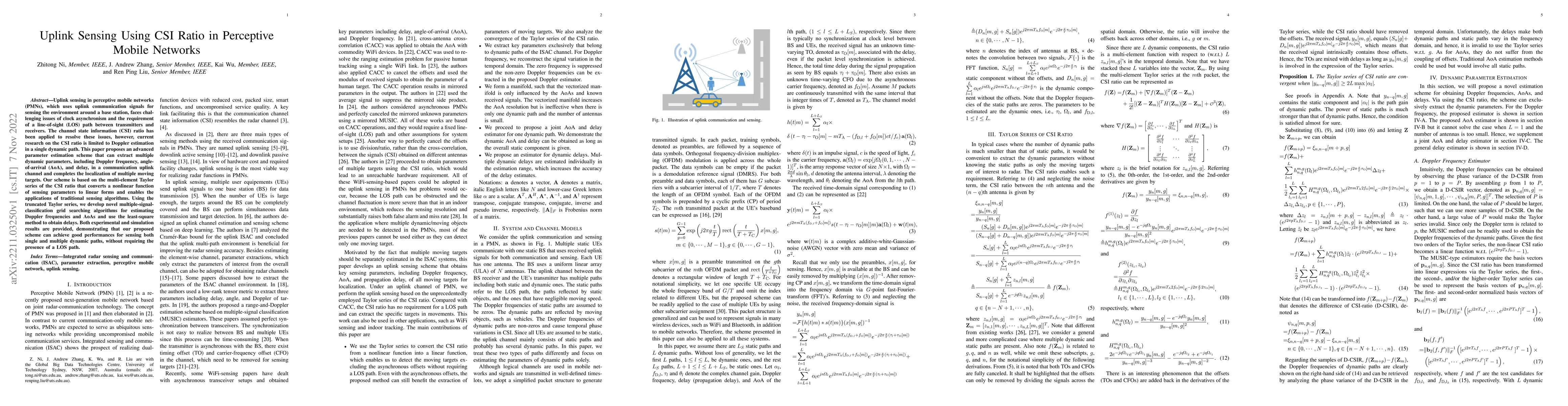 Thumbnail for Uplink Sensing Using CSI Ratio in Perceptive Mobile Networks