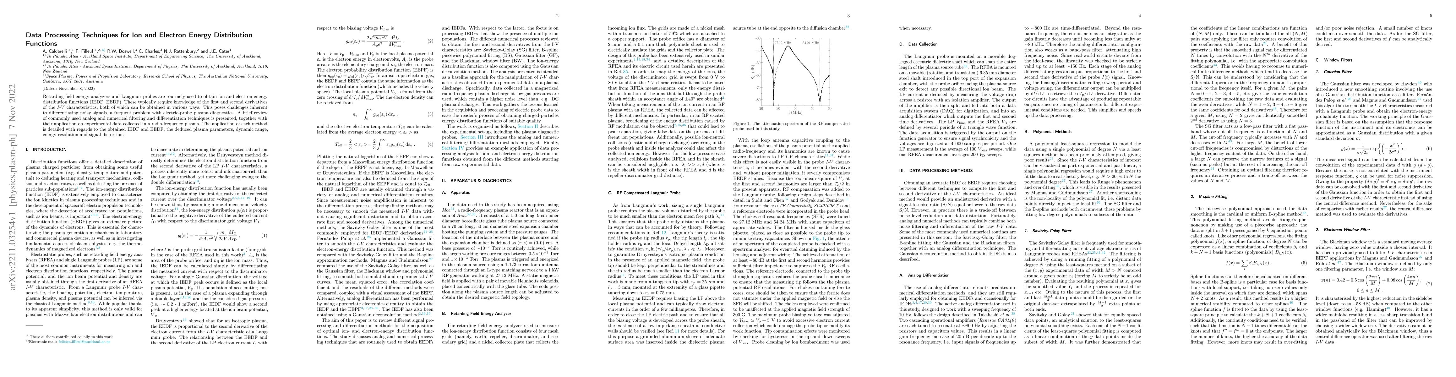 Thumbnail for Data Processing Techniques for Ion and Electron Energy Distribution
  Functions