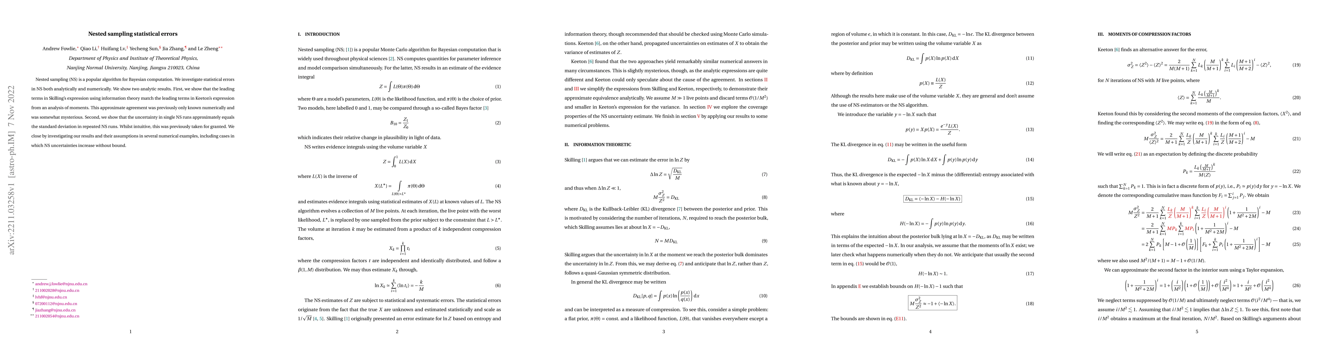 Thumbnail for Nested sampling statistical errors