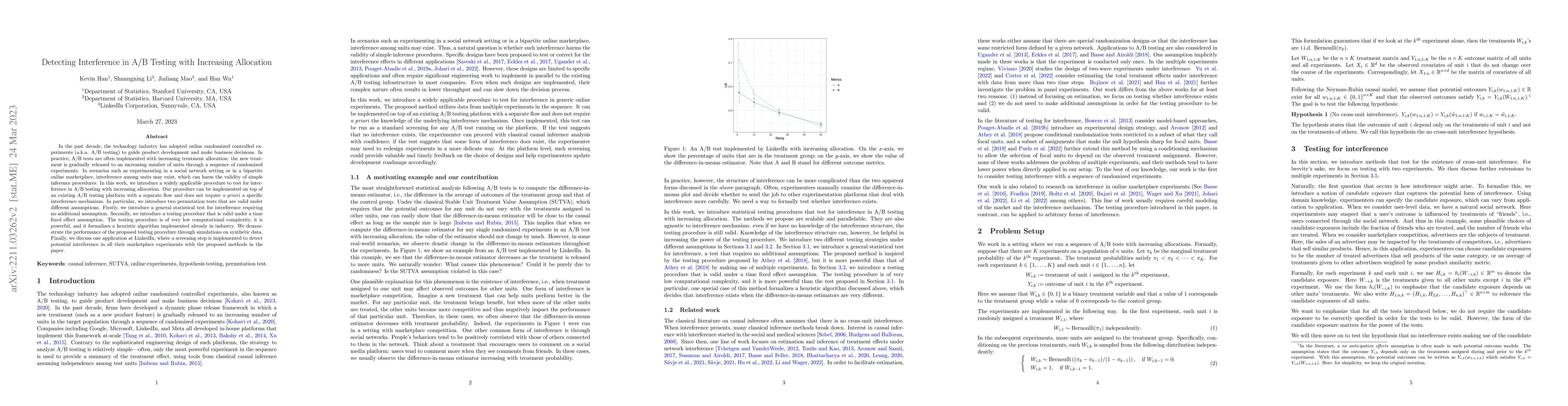 Thumbnail for Detecting Interference in A/B Testing with Increasing Allocation