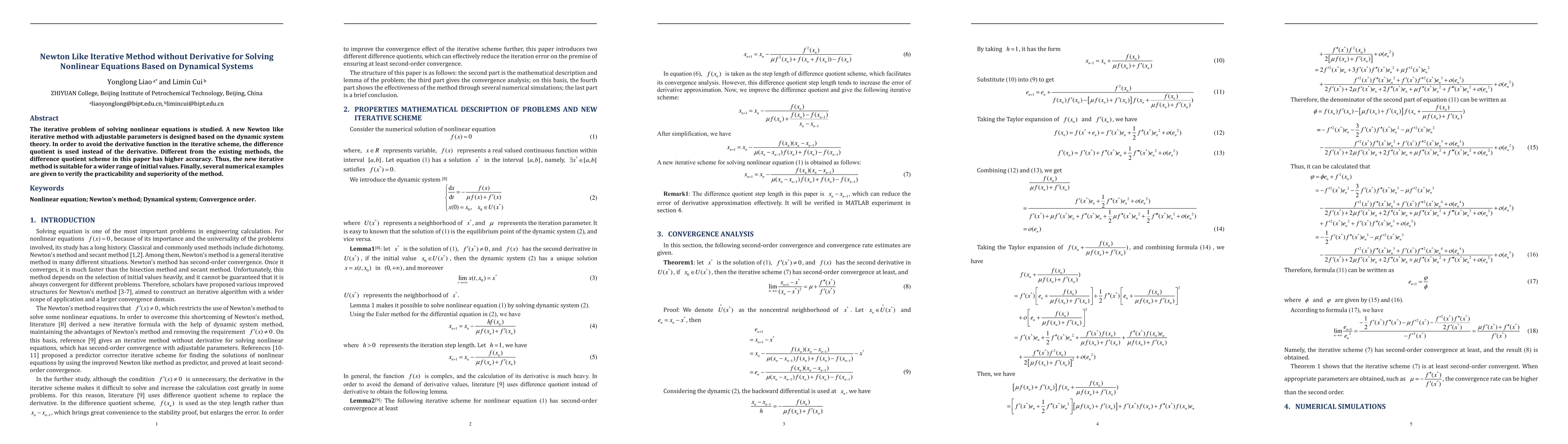 Thumbnail for Newton Like Iterative Method without Derivative for Solving Nonlinear
  Equations Based on Dynamical Systems