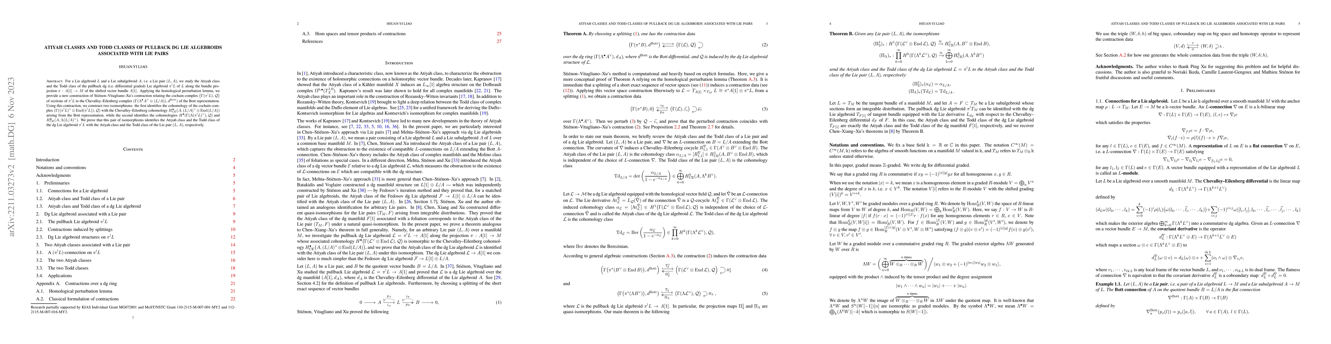 Thumbnail for Atiyah classes and Todd classes of pullback dg Lie algebroids associated
  with Lie pairs
