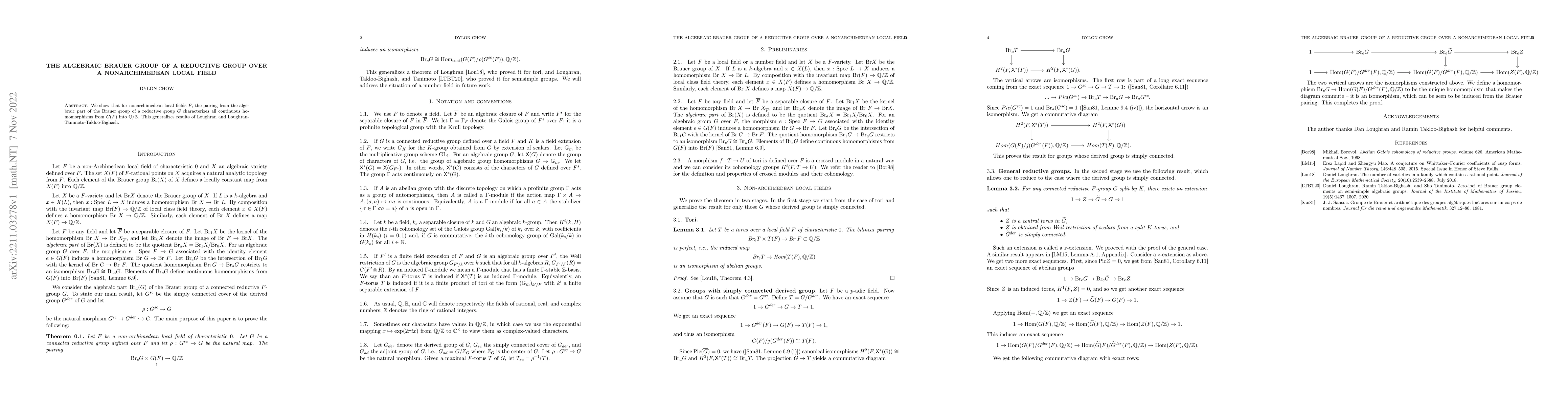 Thumbnail for The algebraic Brauer group of a reductive group over a nonarchimedean
  local field