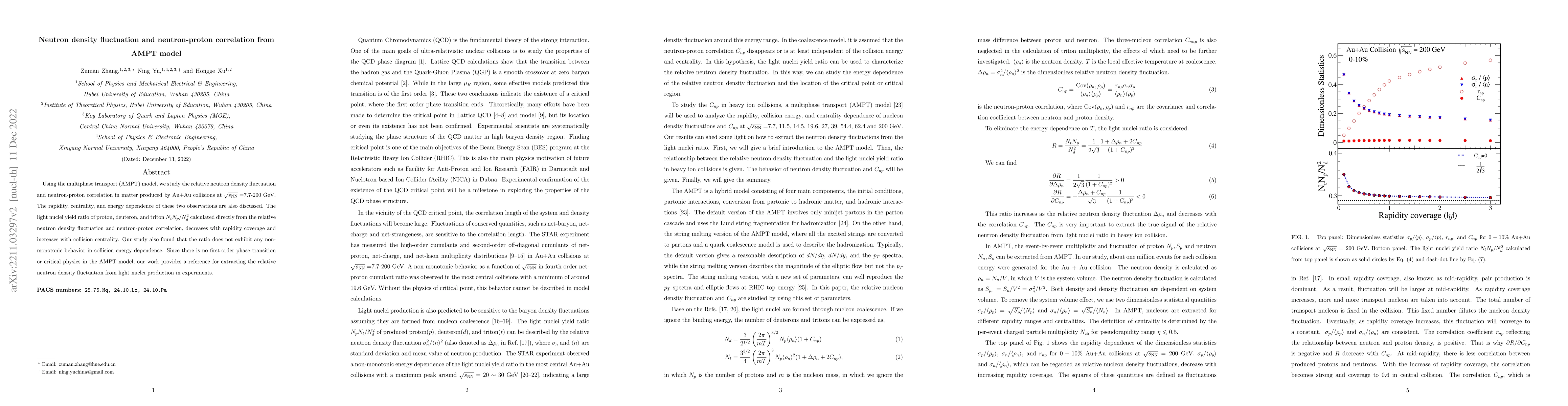 Thumbnail for Neutron density fluctuation and neutron-proton correlation from AMPT
  model