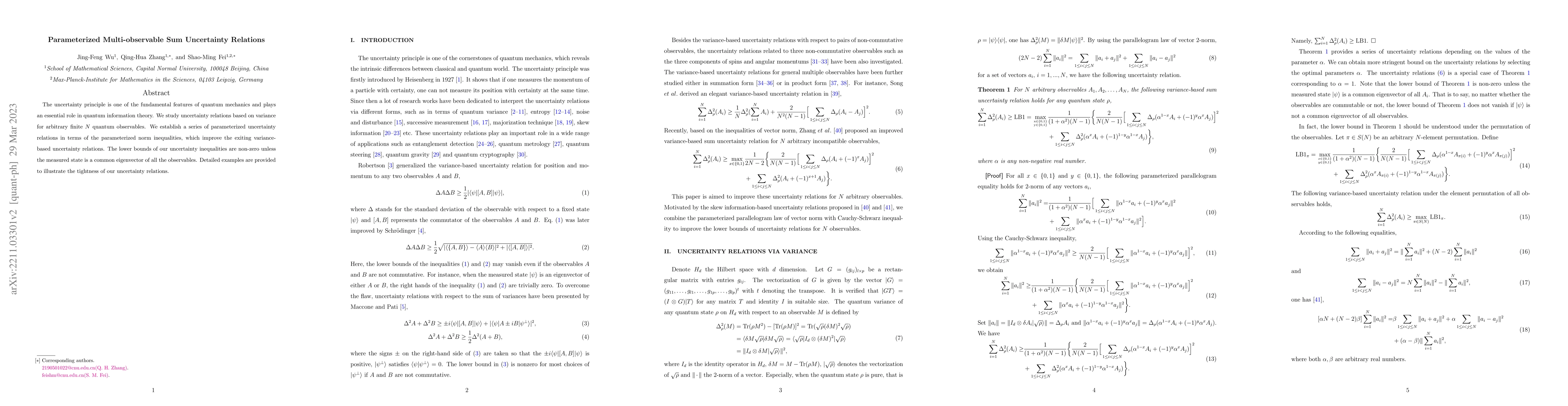 Thumbnail for Parameterized Multi-observable Sum Uncertainty Relations