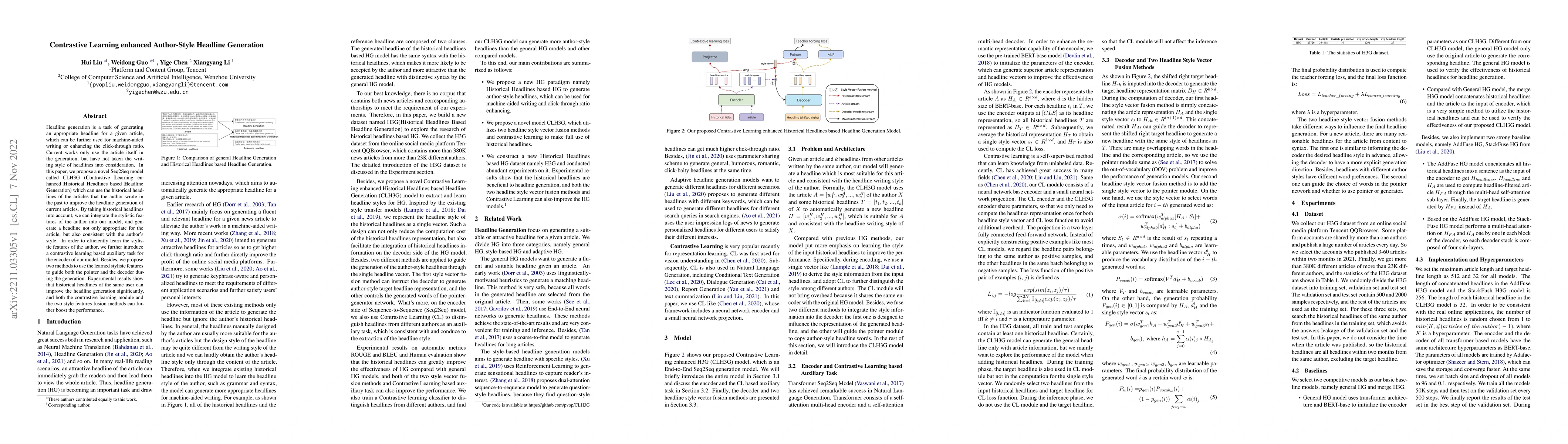 Thumbnail for Contrastive Learning enhanced Author-Style Headline Generation