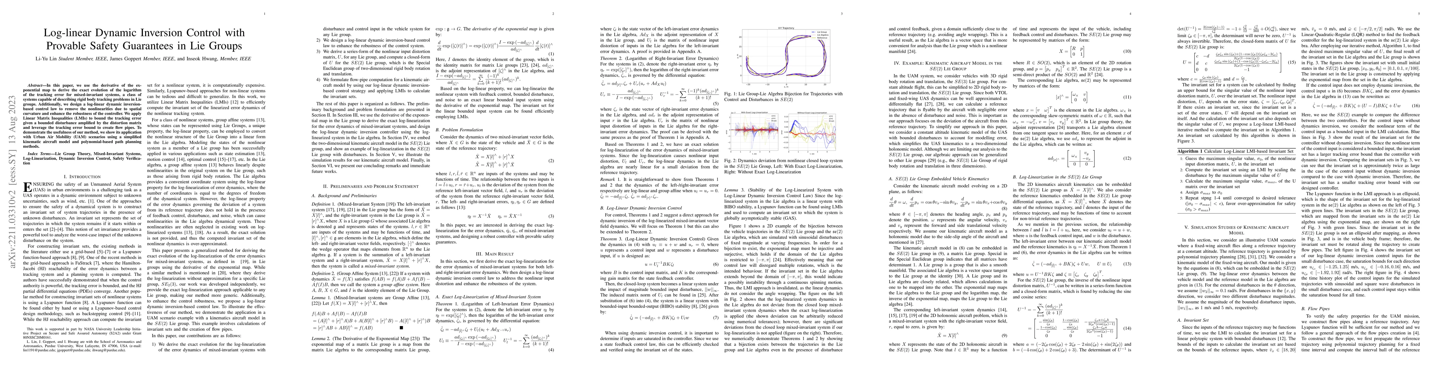 Thumbnail for Log-linear Dynamic Inversion Control with Provable Safety Guarantees in
  Lie Groups