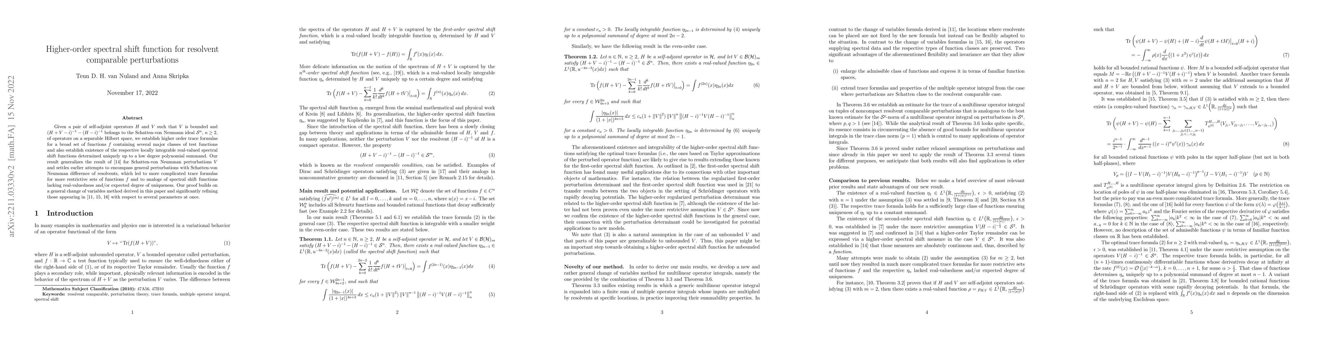 Thumbnail for Higher-order spectral shift function for resolvent comparable
  perturbations