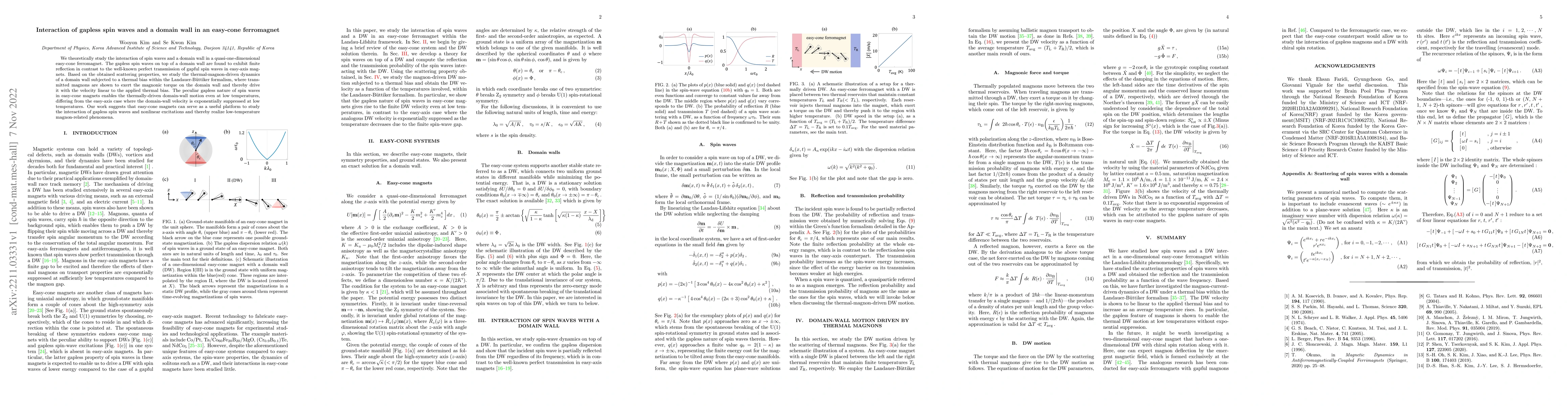 Thumbnail for Interaction of gapless spin waves and a domain wall in an easy-cone
  ferromagnet