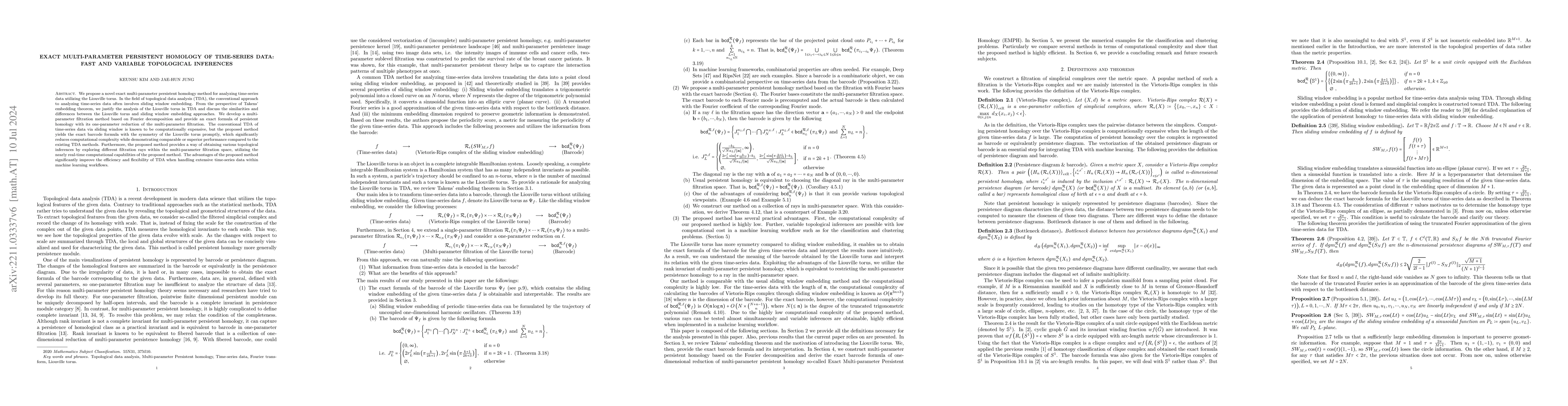 Thumbnail for Exact multi-parameter persistent homology of time-series data: Fast and
  variable topological inferences