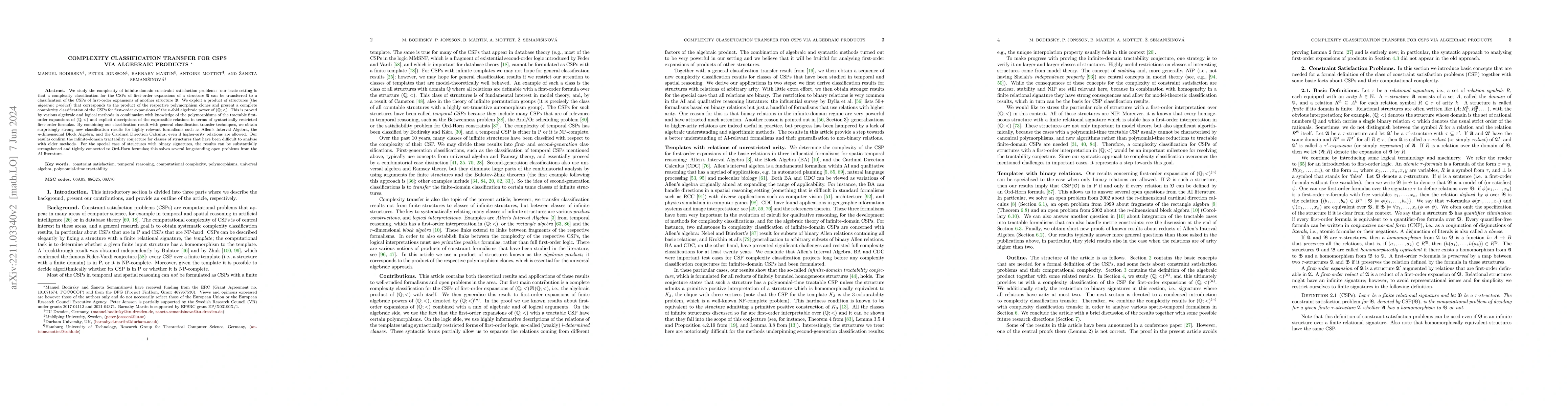 Thumbnail for Complexity Classification Transfer for CSPs via Algebraic Products