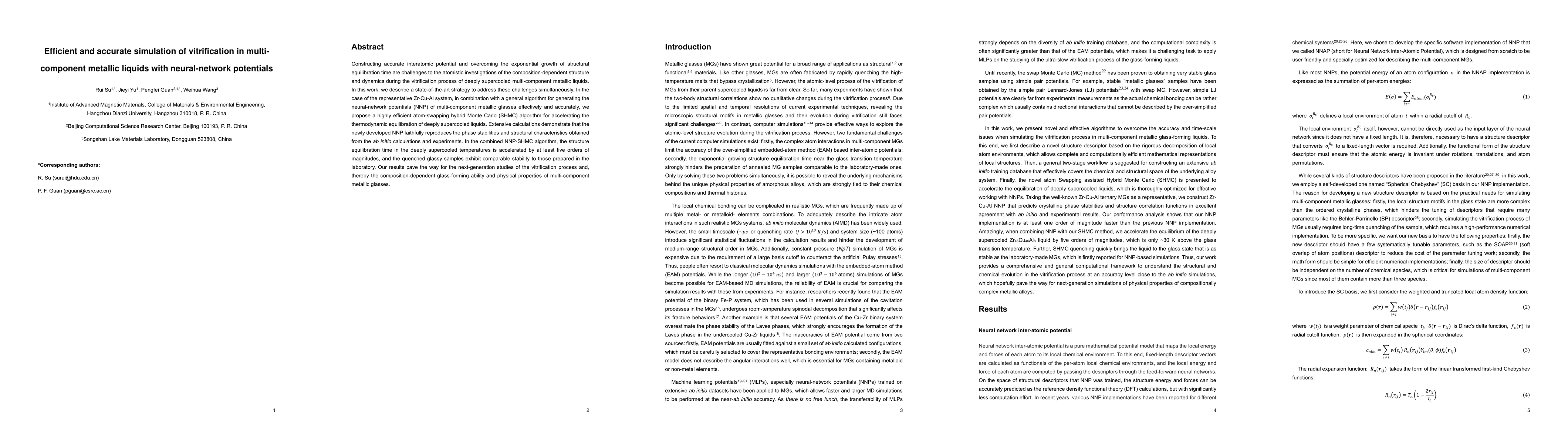 Thumbnail for Efficient and accurate simulation of vitrification in multi-component
  metallic liquids with neural-network potentials