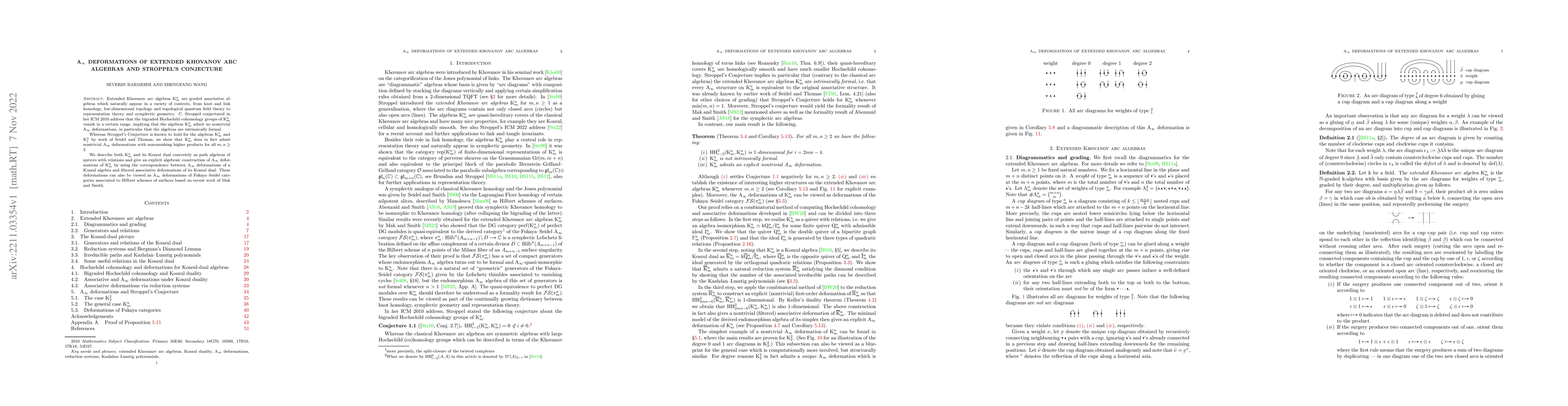 Thumbnail for A$_\infty$ deformations of extended Khovanov arc algebras and Stroppel's
  Conjecture