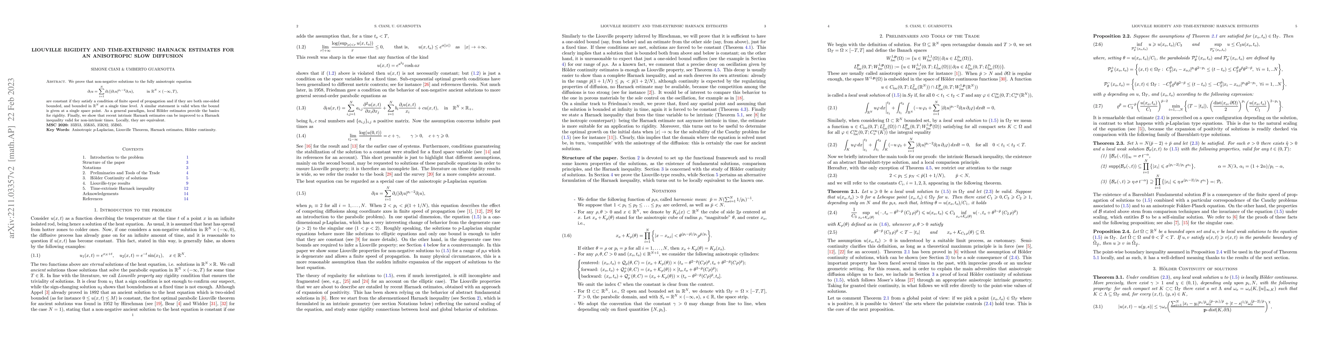 Thumbnail for Liouville rigidity and time-extrinsic Harnack estimates for an
  anisotropic slow diffusion