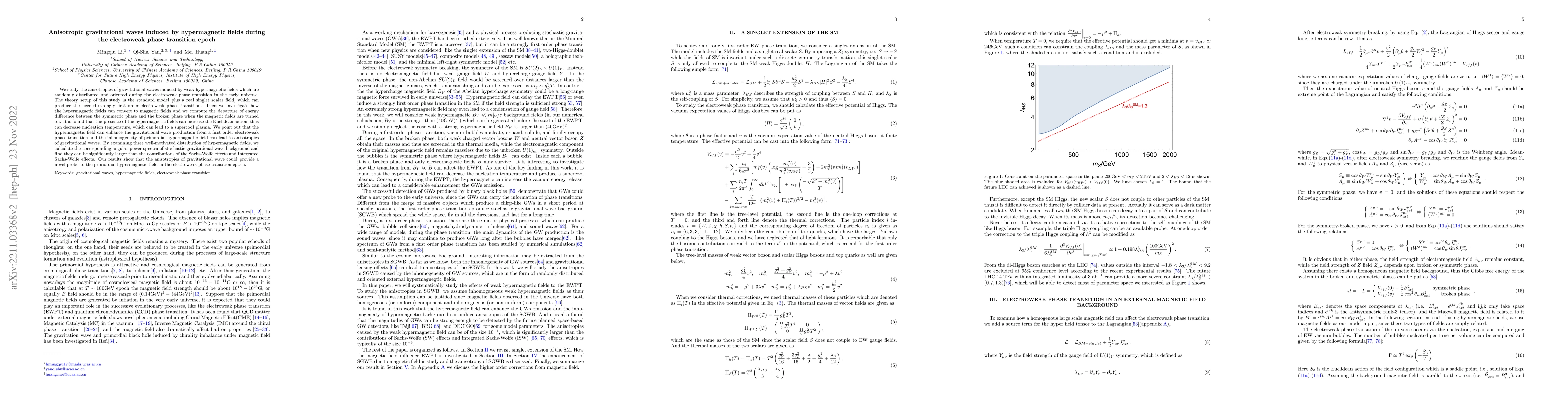 Thumbnail for Anisotropic gravitational waves induced by hypermagnetic fields during
  the electroweak phase transition epoch