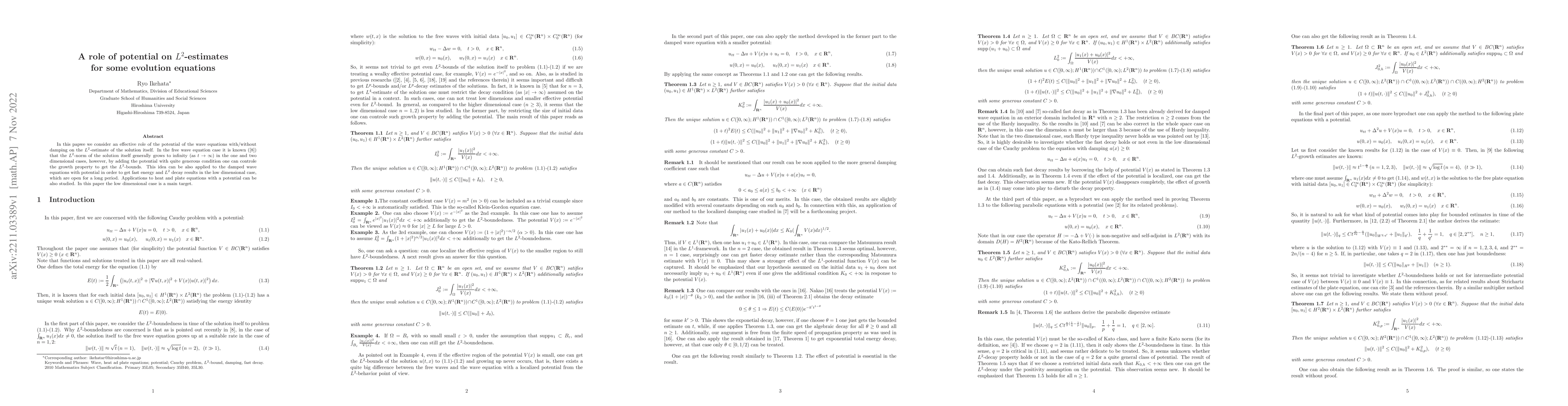 Thumbnail for A role of potential on L^{2}-estimates for some evolution equations