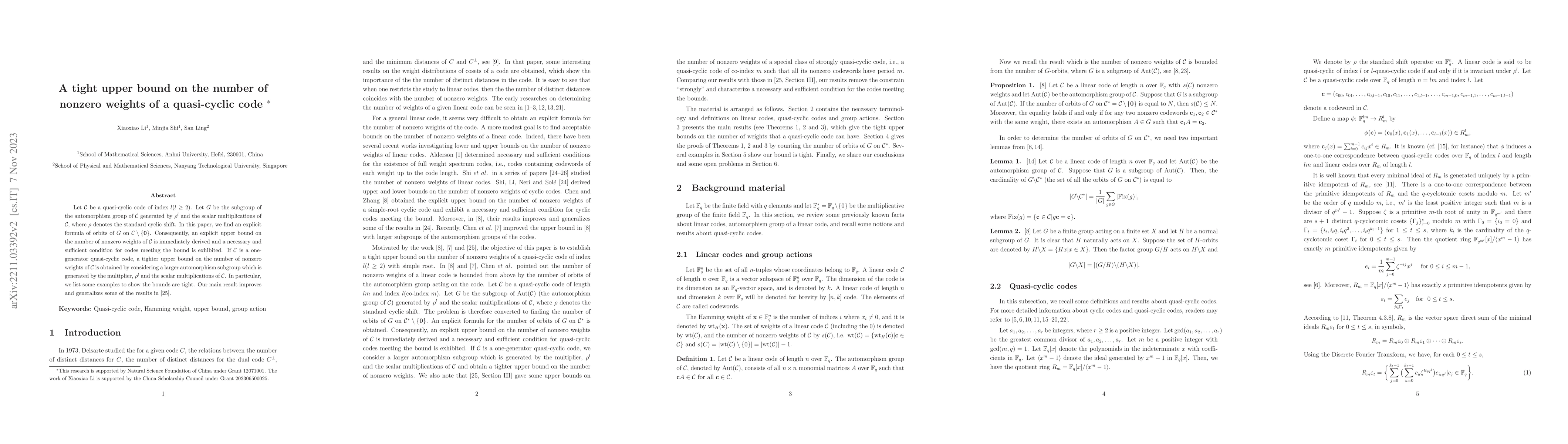 Thumbnail for A tight upper bound on the number of non-zero weights of a quasi-cyclic
  code