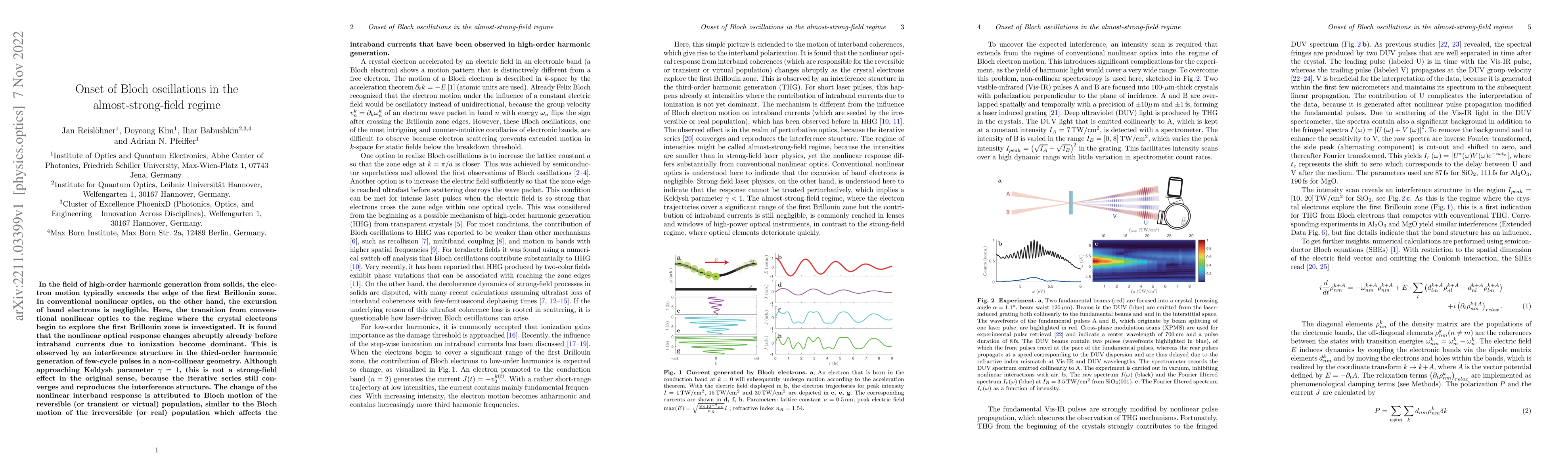Thumbnail for Onset of Bloch oscillations in the almost-strong-field regime