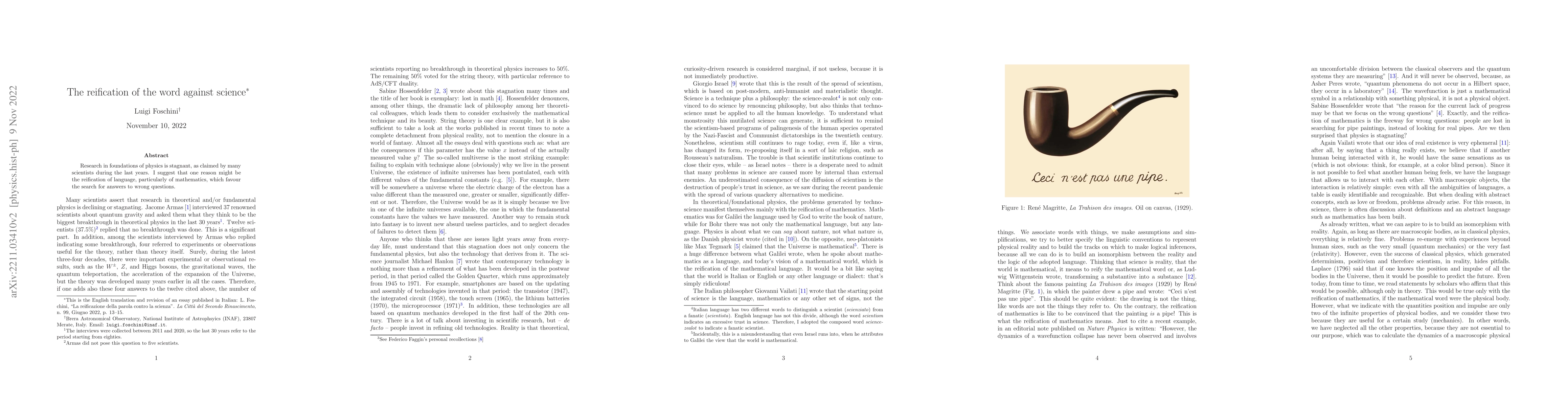 Thumbnail for The reification of the word against science