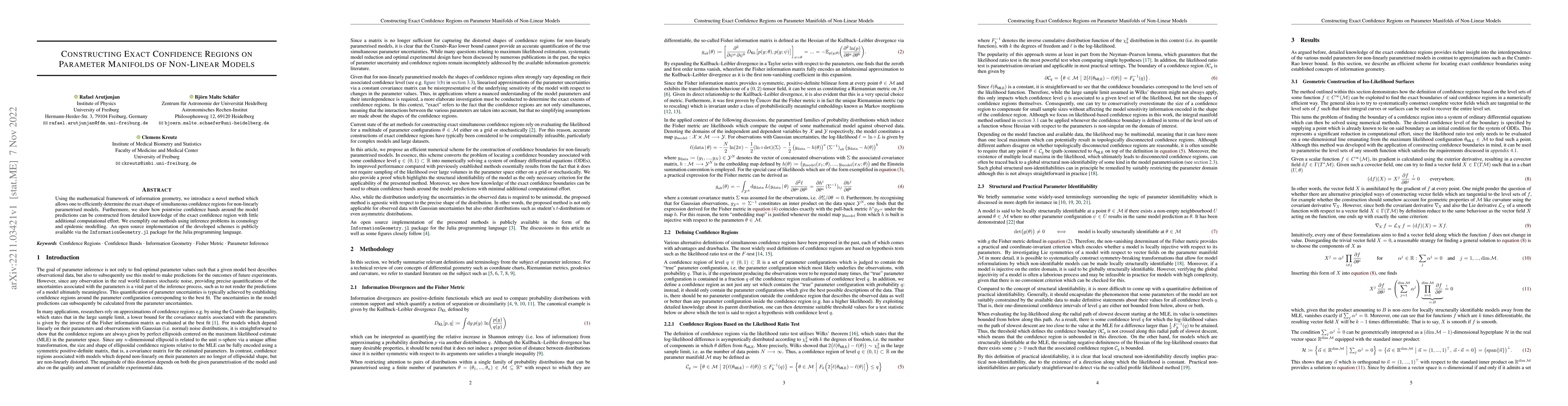 Thumbnail for Constructing Exact Confidence Regions on Parameter Manifolds of
  Non-Linear Models