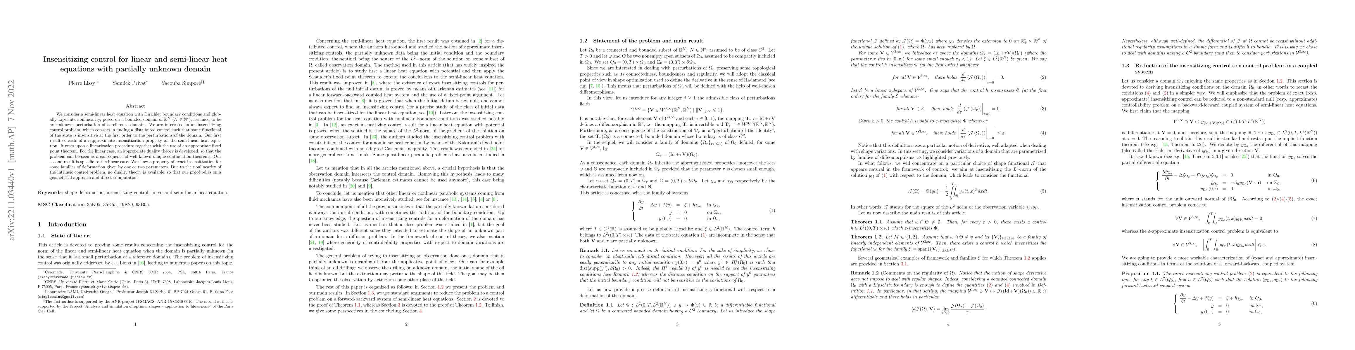 Thumbnail for Insensitizing control for linear and semi-linear heat equations with
  partially unknown domain