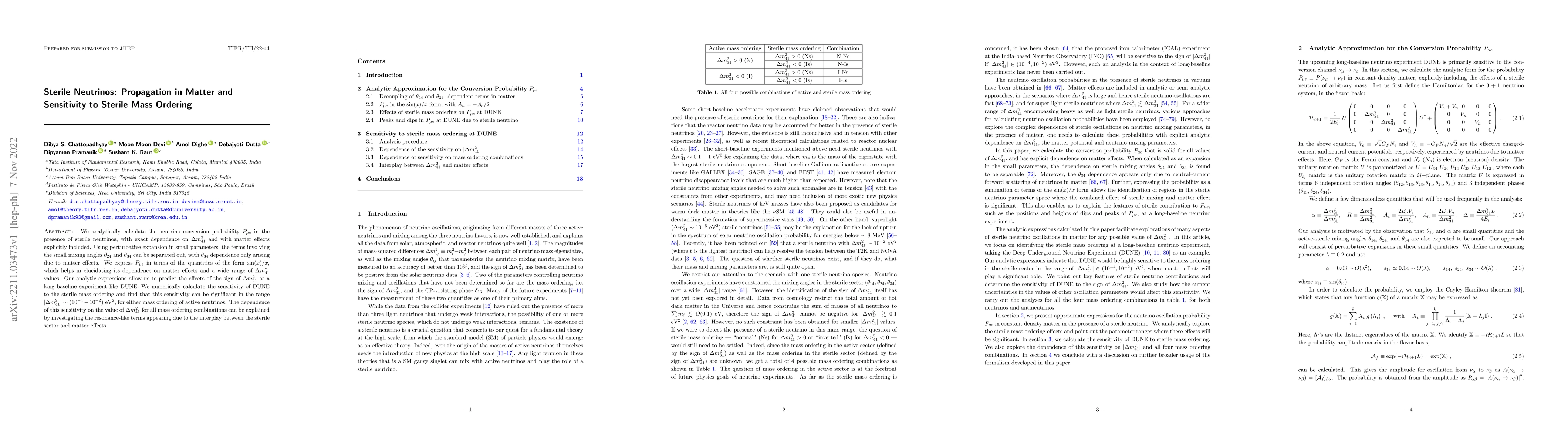 Thumbnail for Sterile Neutrinos: Propagation in Matter and Sensitivity to Sterile Mass
  Ordering