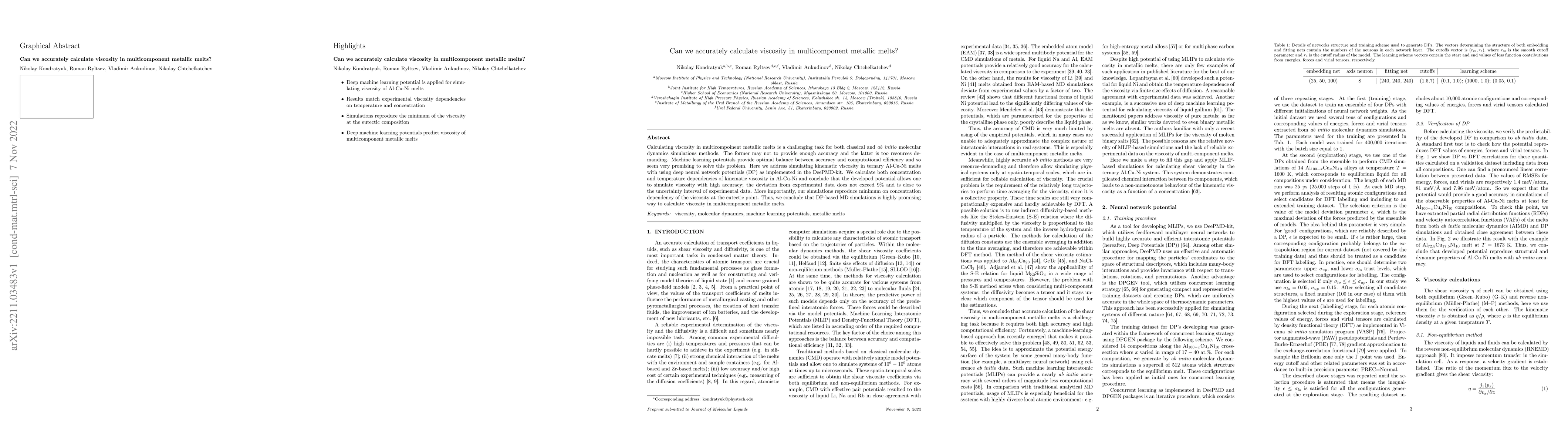 Thumbnail for Can we accurately calculate viscosity in multicomponent metallic melts?