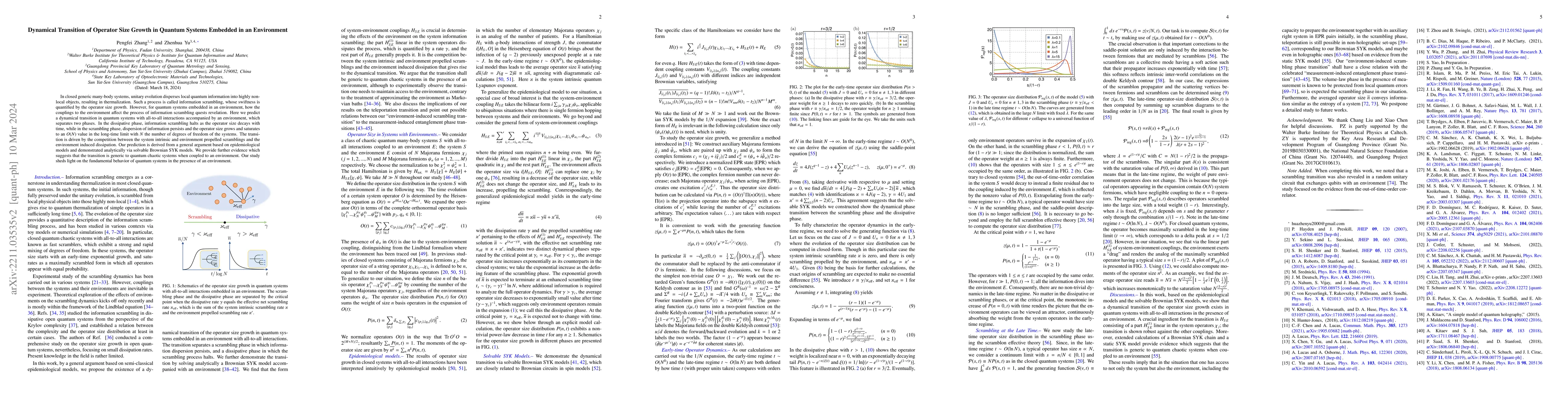 Thumbnail for Dynamical Transition of Operator Size Growth in Quantum Systems Embedded
  in an Environment