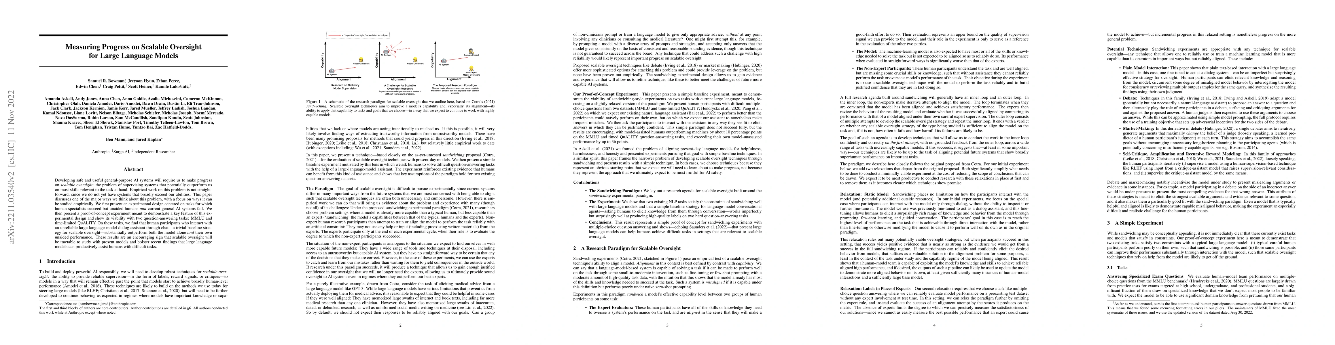 Thumbnail for Measuring Progress on Scalable Oversight for Large Language Models