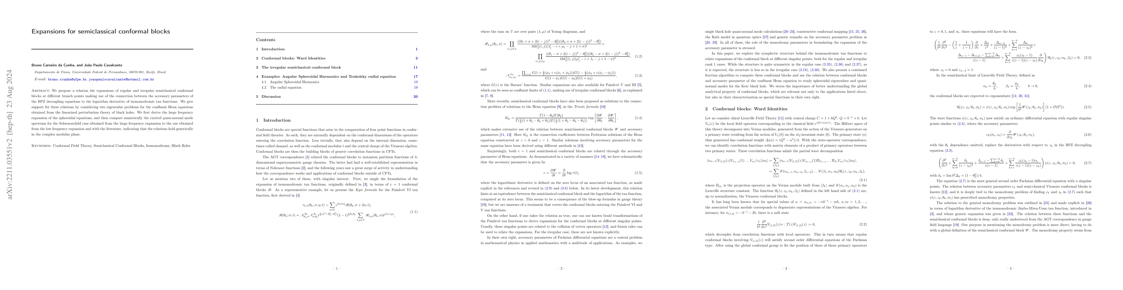 Thumbnail for Expansions for semiclassical conformal blocks