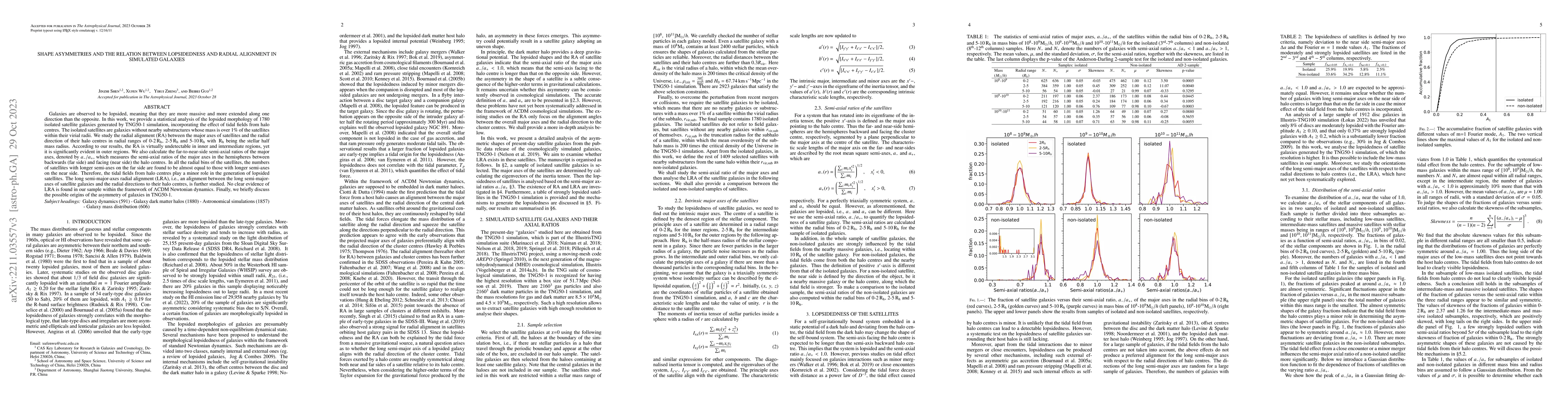 Thumbnail for Shape asymmetries and the relation between lopsidedness and radial
  alignment in simulated galaxies