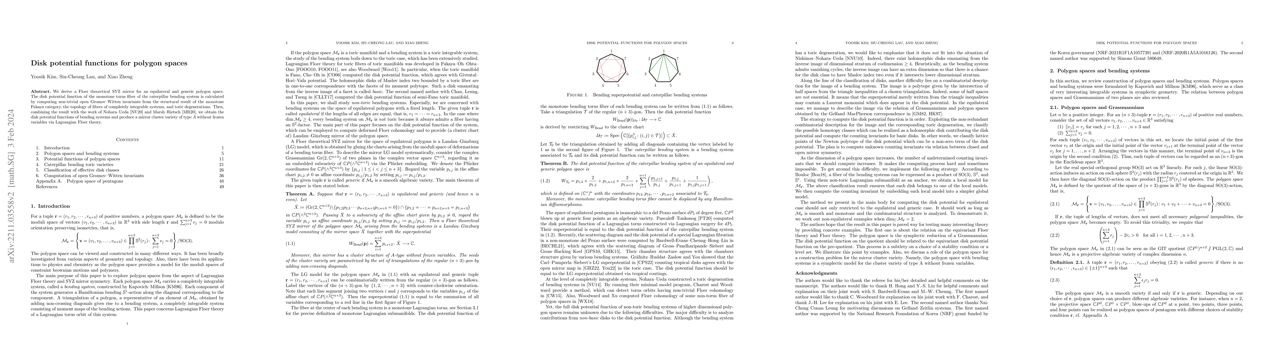 Thumbnail for Disk potential functions for polygon spaces