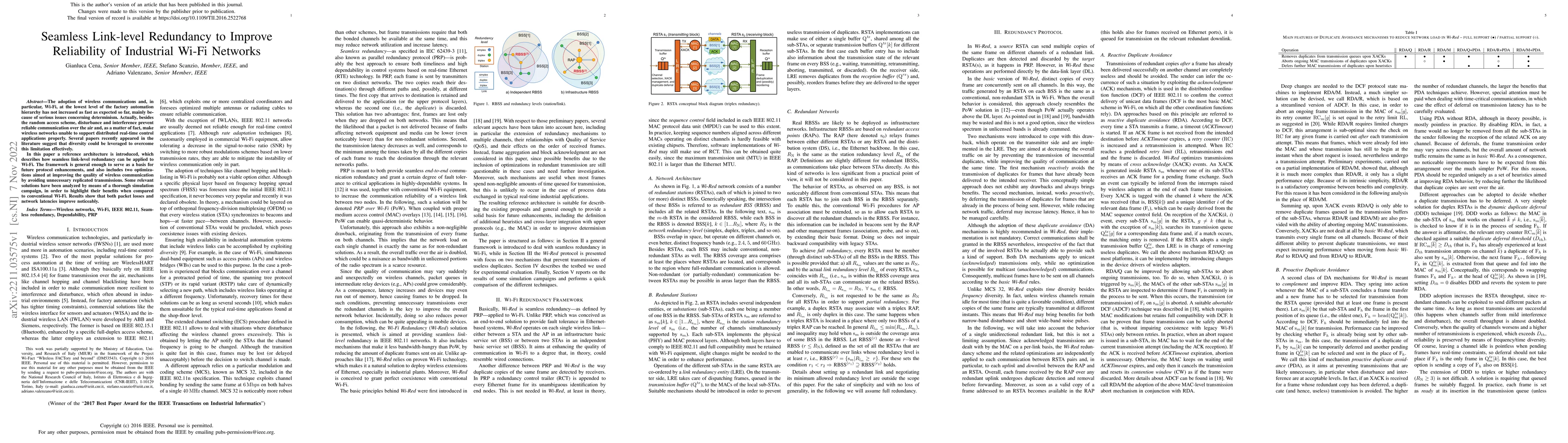 Thumbnail for Seamless Link-level Redundancy to Improve Reliability of Industrial
  Wi-Fi Networks