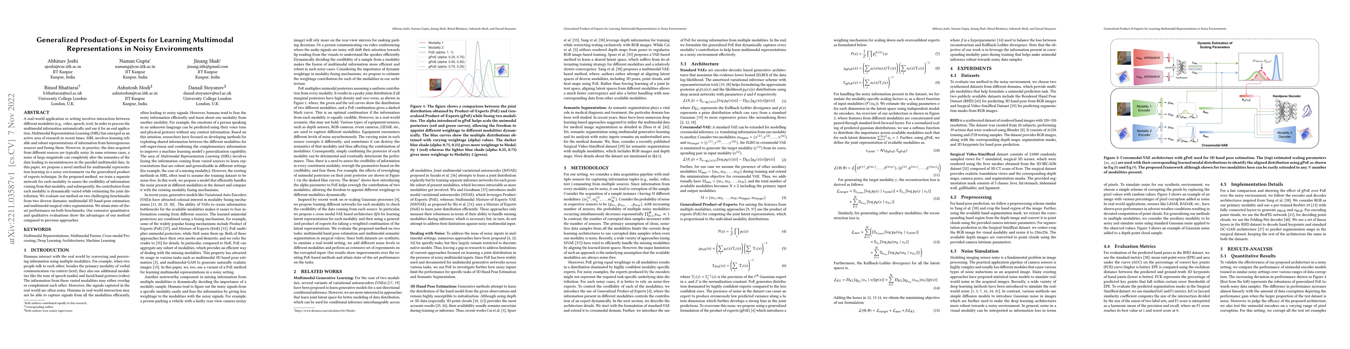 Thumbnail for Generalized Product-of-Experts for Learning Multimodal Representations
  in Noisy Environments