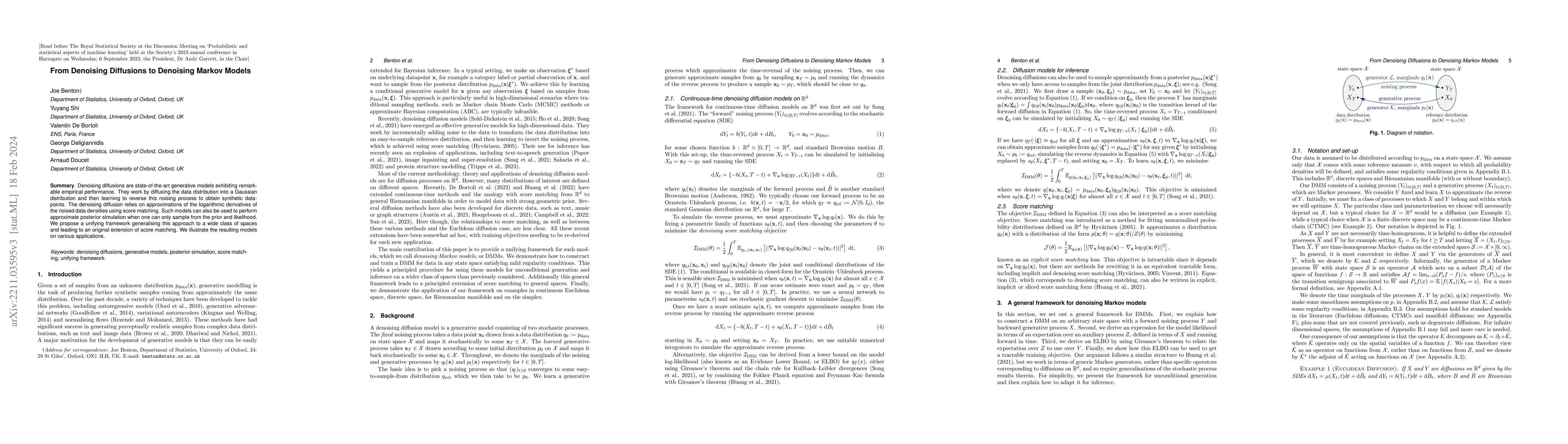 Thumbnail for From Denoising Diffusions to Denoising Markov Models
