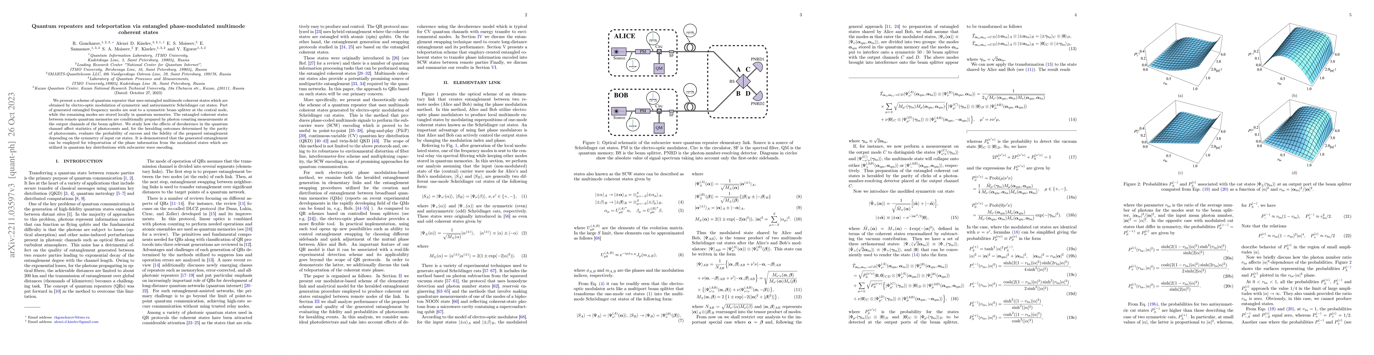 Thumbnail for Quantum repeater via entangled phase modulated multimode coherent states
