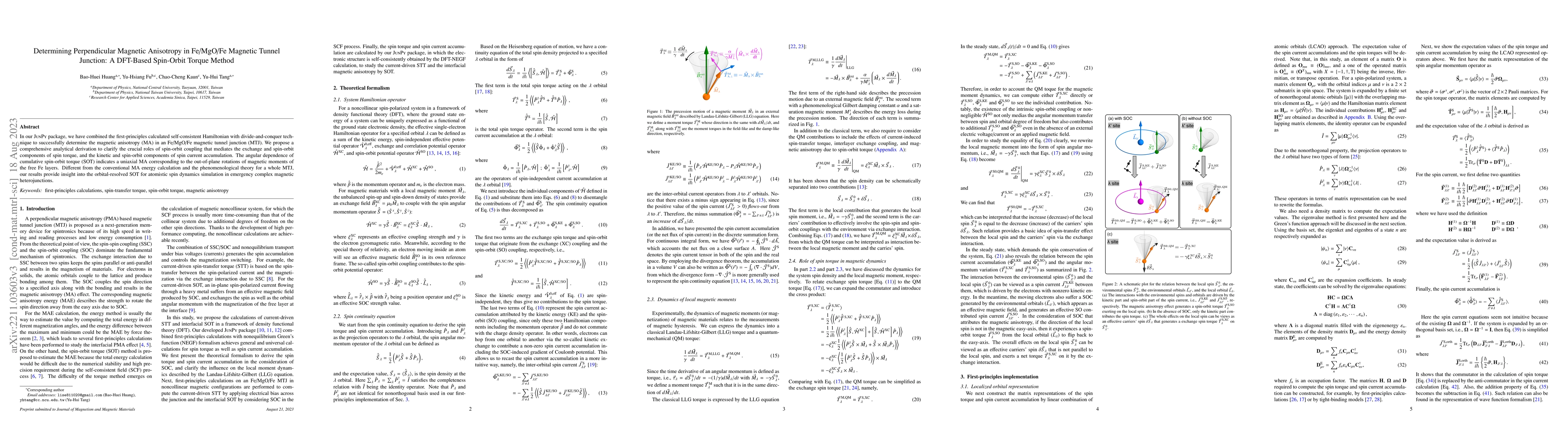 Thumbnail for Determining Perpendicular Magnetic Anisotropy in Fe/MgO/Fe Magnetic
  Tunnel Junction: A DFT-Based Spin-Orbit Torque Method