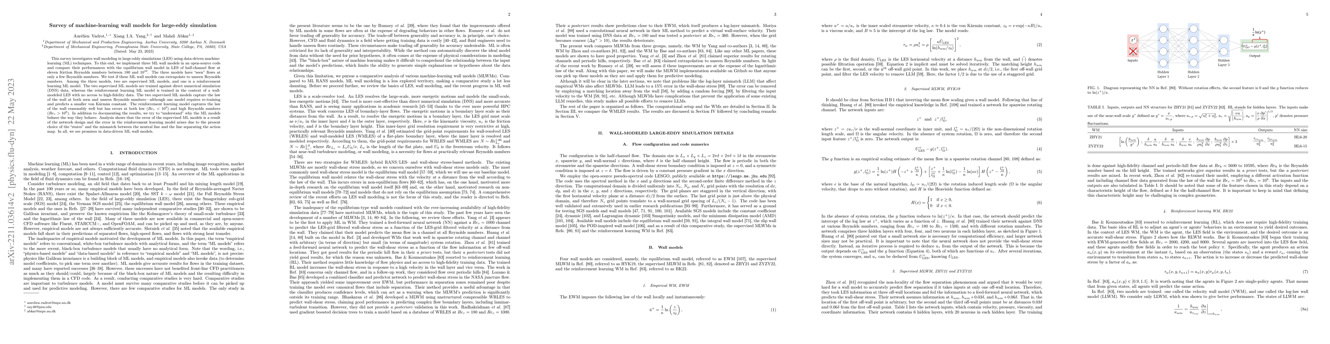 Thumbnail for Survey of machine learning wall models for large eddy simulation