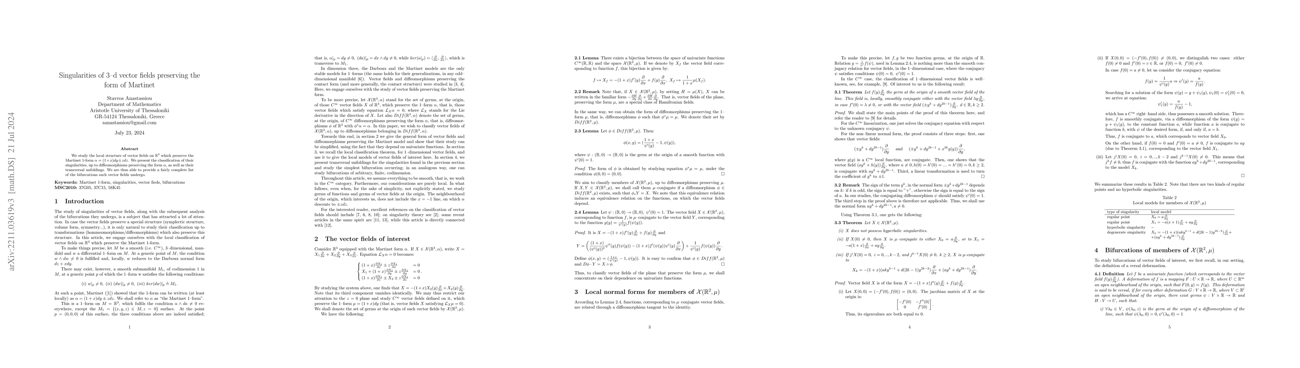 Thumbnail for Singularities of 3d vector fields preserving the form of Martinet