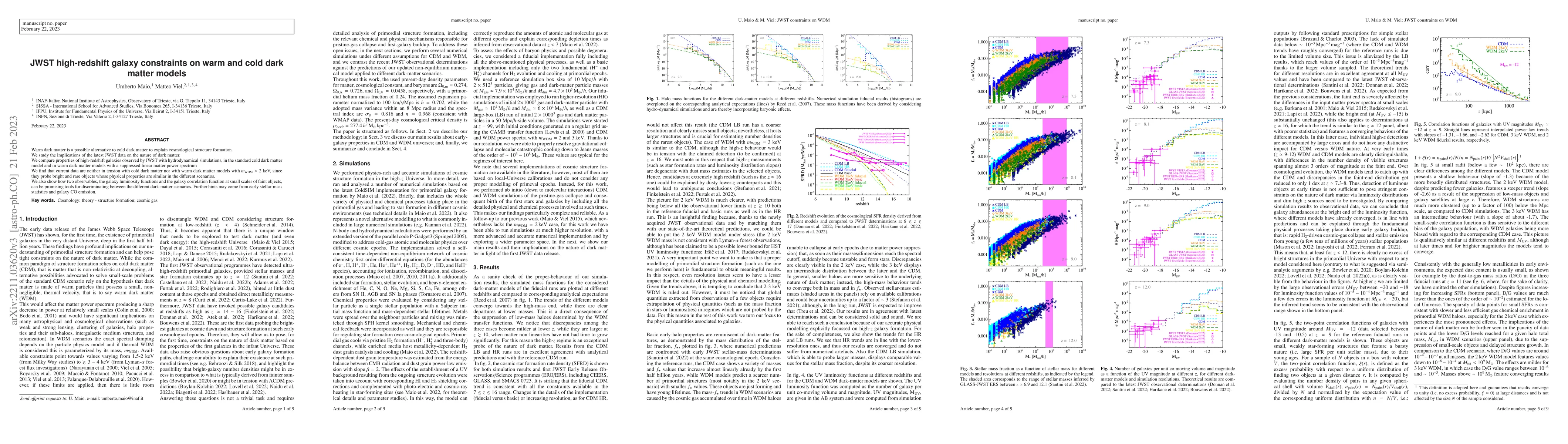 Thumbnail for JWST high-z galaxy constraints on warm and cold dark matter models