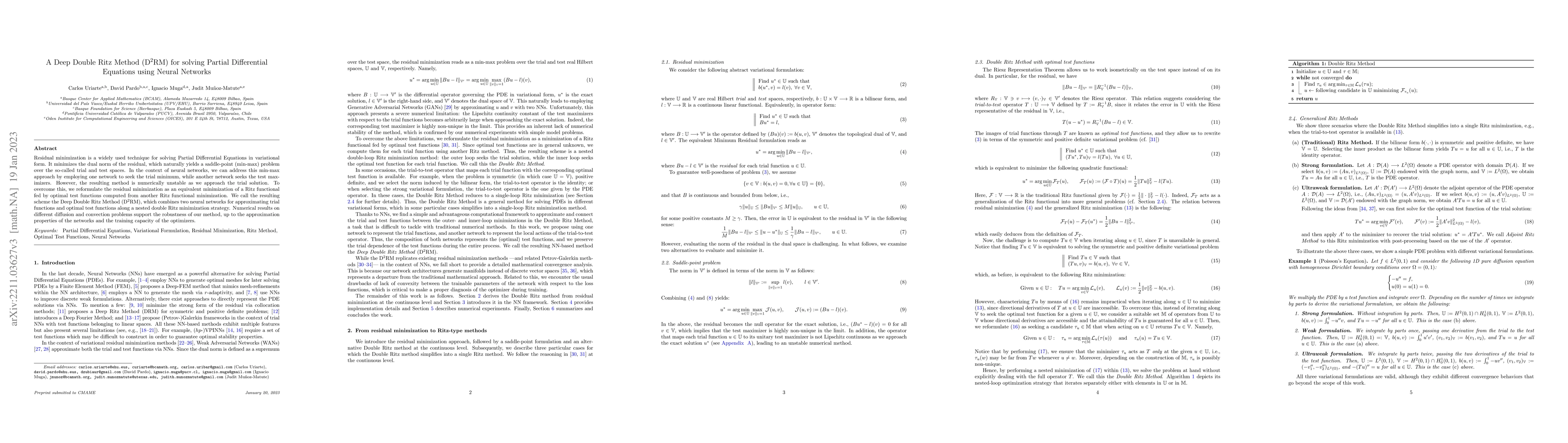 Thumbnail for A Deep Double Ritz Method (D$^2$RM) for solving Partial Differential
  Equations using Neural Networks