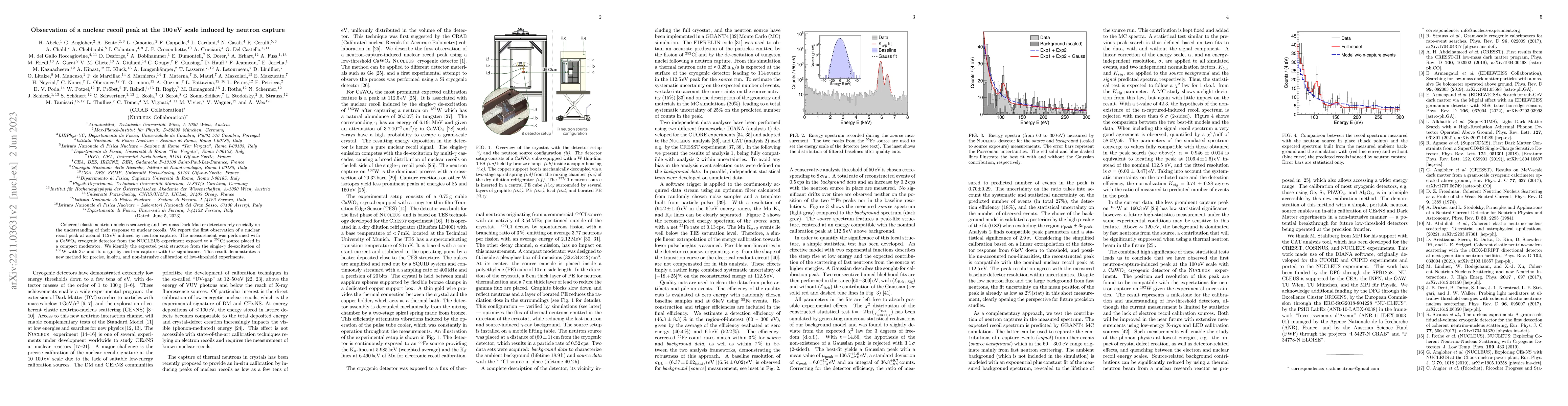 Thumbnail for Observation of a nuclear recoil peak at the 100 eV scale induced by
  neutron capture