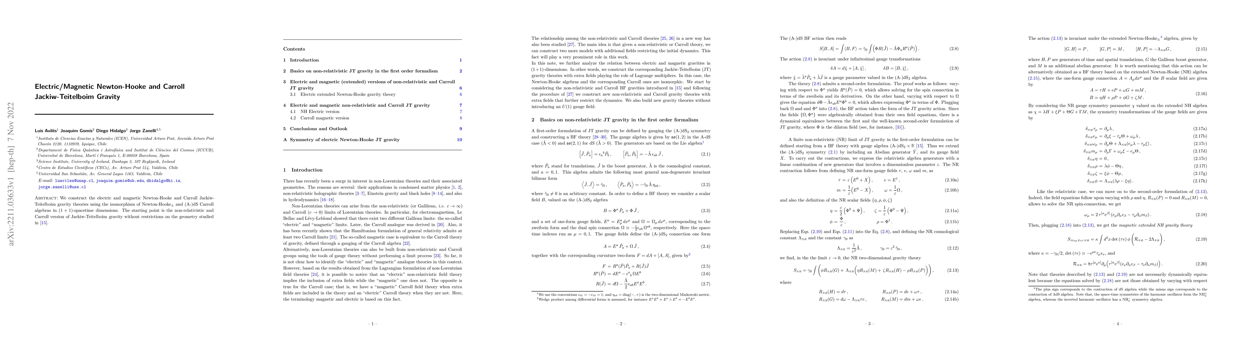 Thumbnail for Electric/Magnetic Newton-Hooke and Carroll Jackiw-Teitelboim Gravity