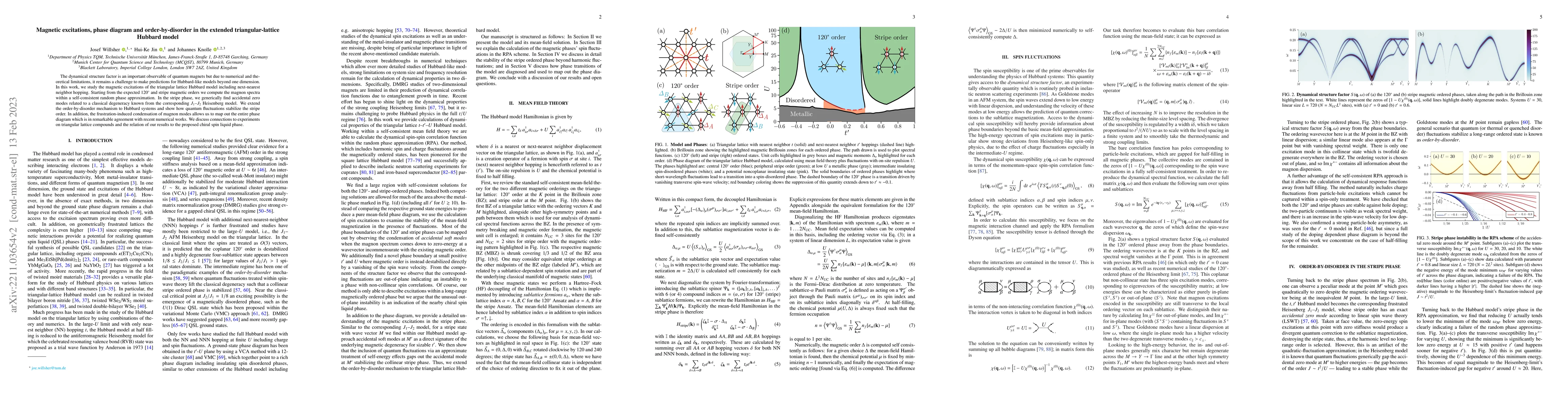 Thumbnail for Magnetic excitations, phase diagram and order-by-disorder in the
  extended triangular-lattice Hubbard model