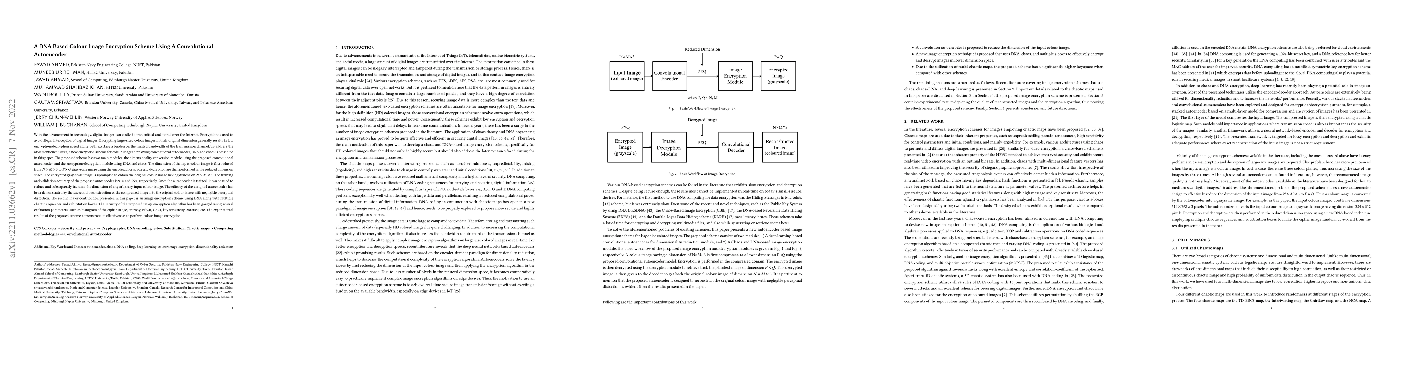 Thumbnail for A DNA Based Colour Image Encryption Scheme Using A Convolutional
  Autoencoder